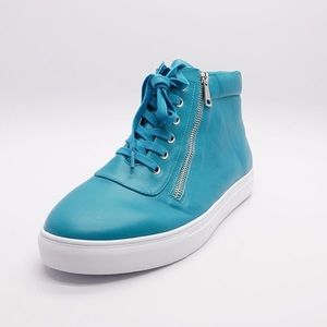 Men’s Teal Hightop Hipster Sneakers with side zipper